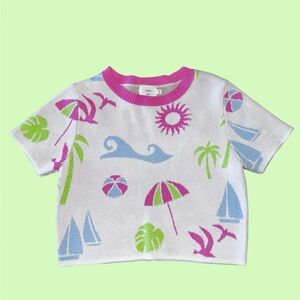 NWOT Luna Ivy Colorful Graphic Knit Top